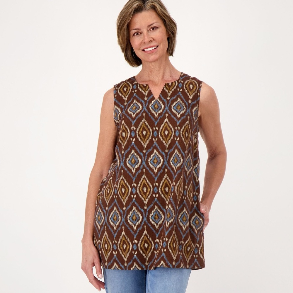 Denim & Co Linen Blend Top Women NWOT
